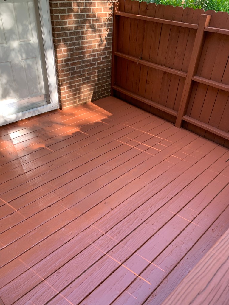 Check It Off Handyman pressure washed and stained porch deck in Cary, NC to prep home for sale