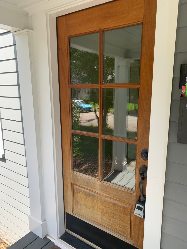 Entry door in Raleigh NC needed stain and polyurethane