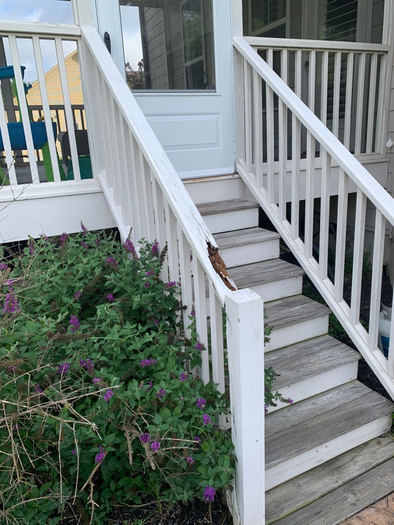 Home owner needed porch rail and step repairs quickly to list their home on the market in Fuquay, NC.