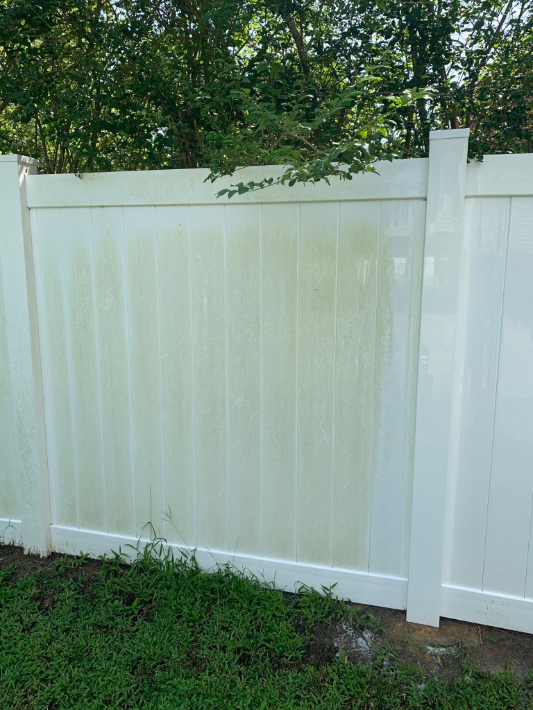 Pressure washing fence in Cary, NC