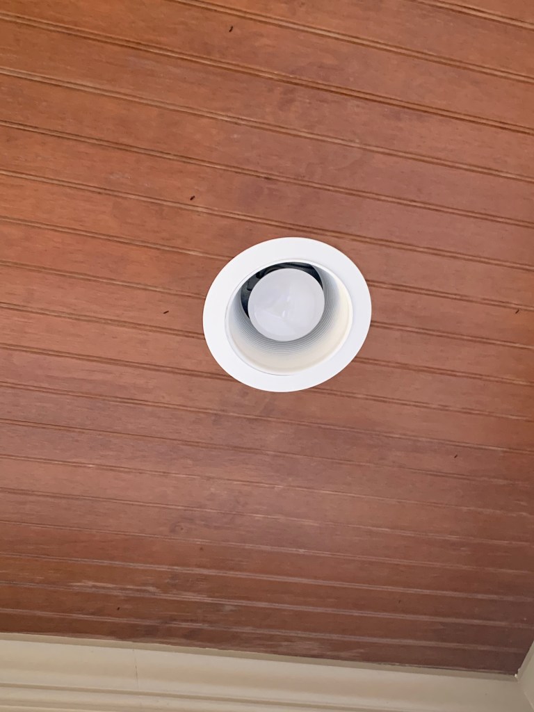 Handyman replaced Halo baffle and trim for recessed light in Apex, NC